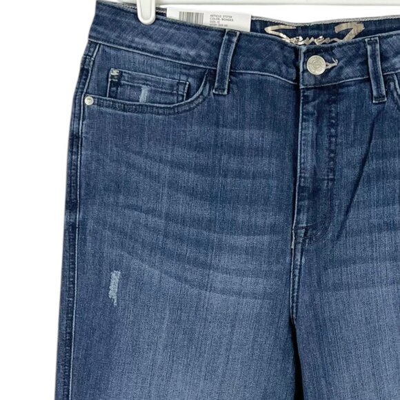 NWT Seven7 Women's Blue Weekend Easy Fit Boyfriend Jeans Size 12 Rolled Cuff - Picture 13 of 15